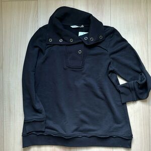 Soft Surroundings Snap V Neck Collar Sweatshirt  Black. NWT  SZ Pet. Small